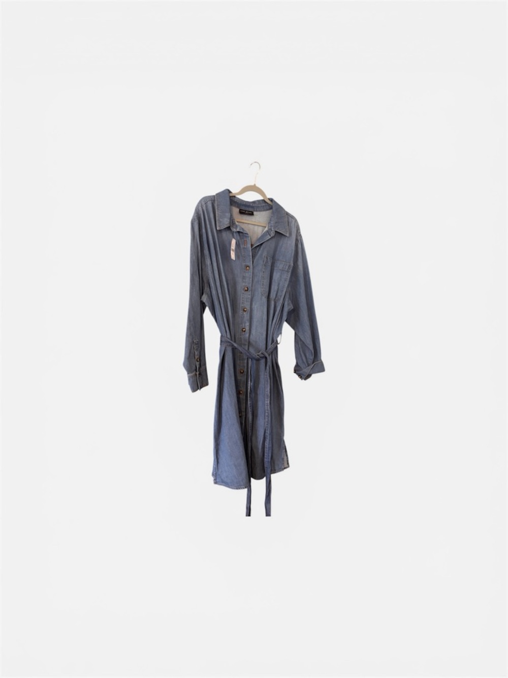 Lane Bryant NWT Button-Front Denim Shirt Dress Jacket in Faded Blue
